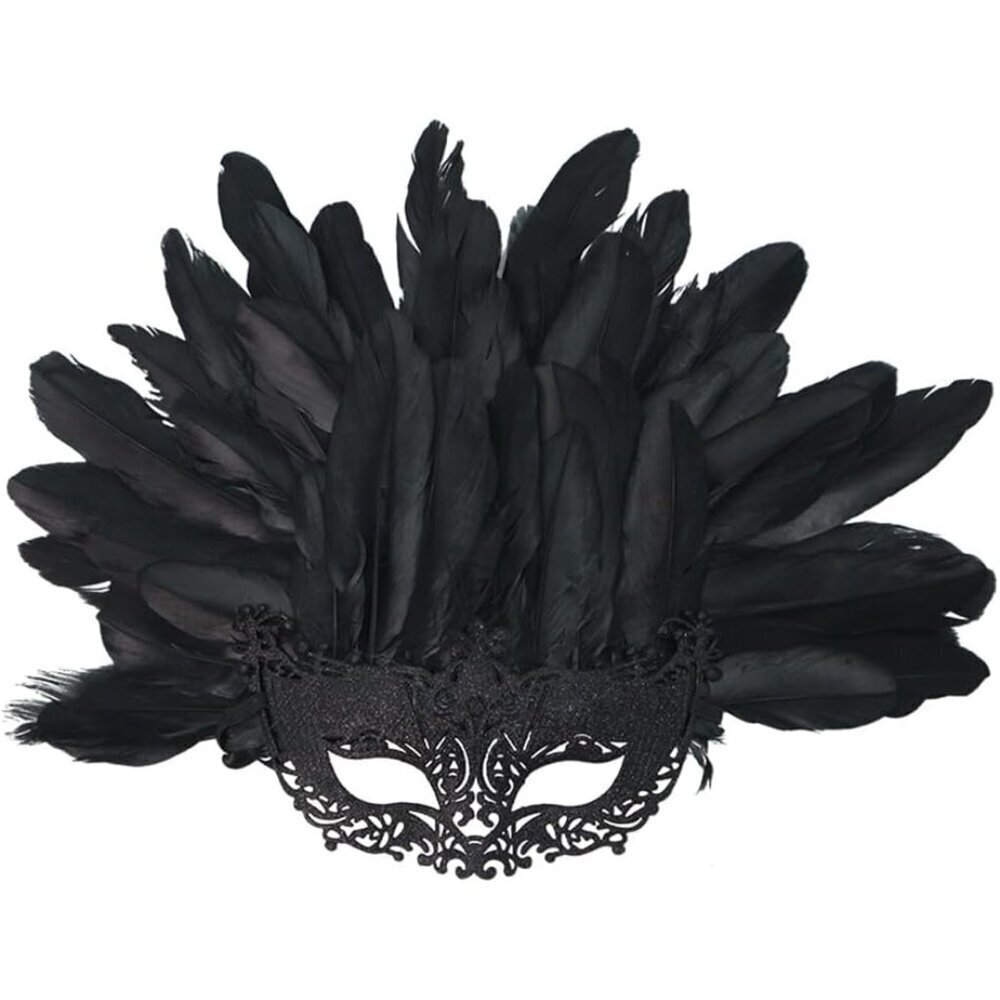 Women Feather Headpiece Mardi Gras Mask Opera Showgirl Costume Accessory